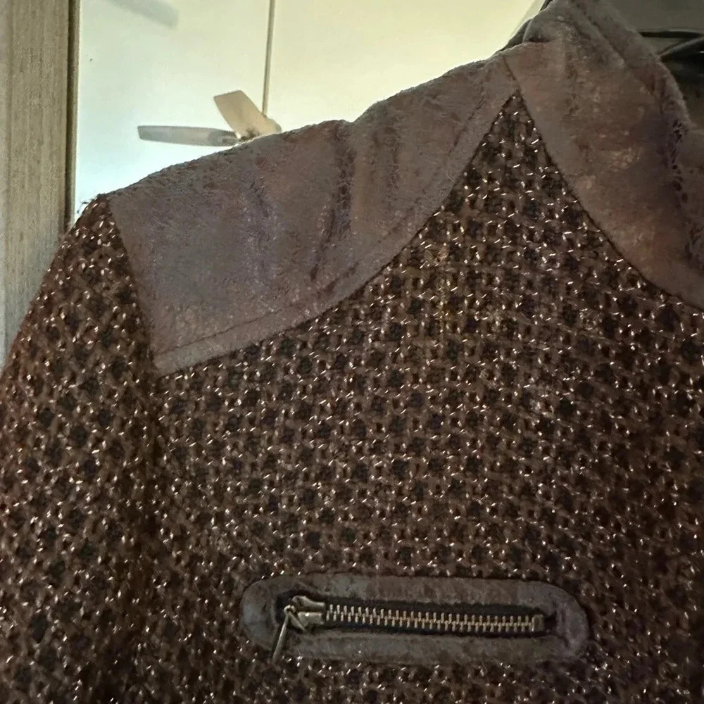 Chico's Brown Metallic Tweed Full Zip Blazer Jacket Women's Size 2 - Picture 12 of 13